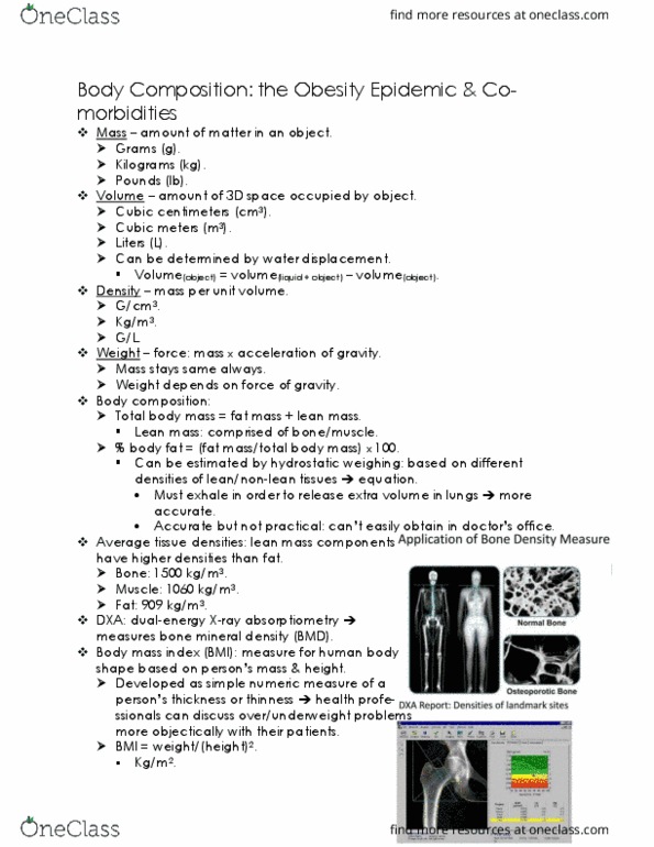 KAAP180 Lecture Notes - Lecture 8: Body Shape, Sedentary Lifestyle, Bone Density thumbnail