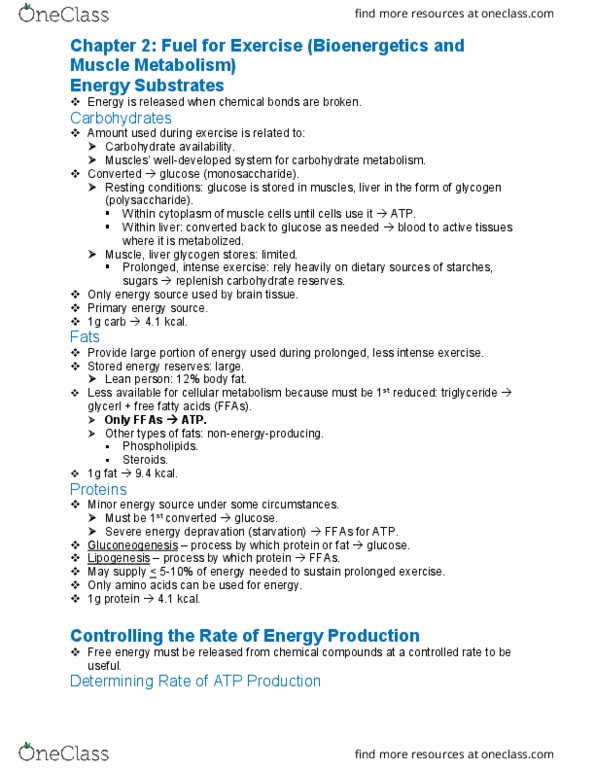 KAAP430 Chapter Notes - Chapter 2: Oxidative Phosphorylation, Creatine Kinase, Carbohydrate Metabolism thumbnail