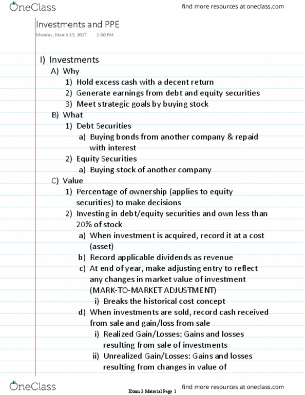 ACCTMIS 2200 Lecture Notes - Lecture 12: Historical Cost, Equity Method thumbnail