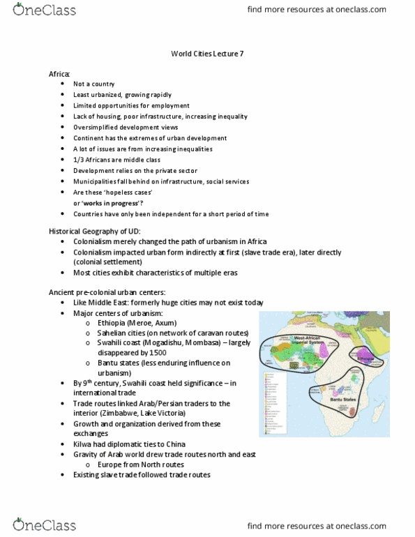 Geography 2060A/B Lecture Notes - Lecture 7: Swahili Coast, Sub-Saharan Africa, Wield thumbnail