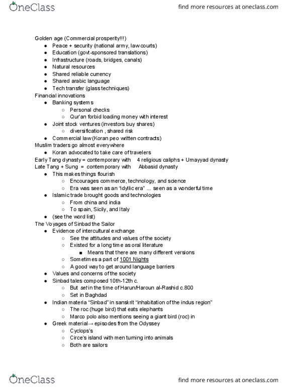 MMW 12 Lecture Notes - Lecture 22: Abbasid Caliphate thumbnail