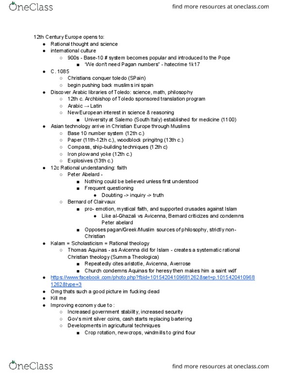 MMW 12 Lecture Notes - Lecture 11: Summa Theologica, Peter Abelard, Scholasticism thumbnail