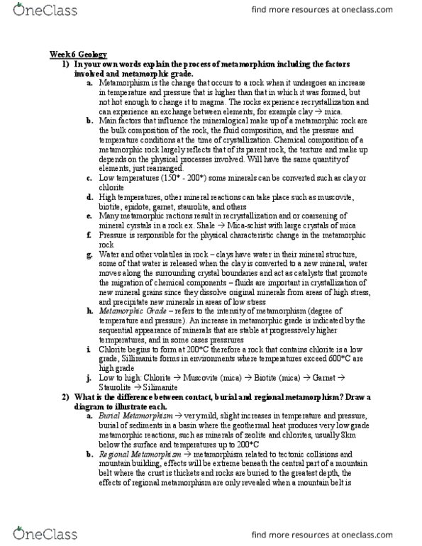 Earth Sciences 1070A/B Lecture Notes - Lecture 6: Metamorphic Rock, Staurolite, Muscovite thumbnail