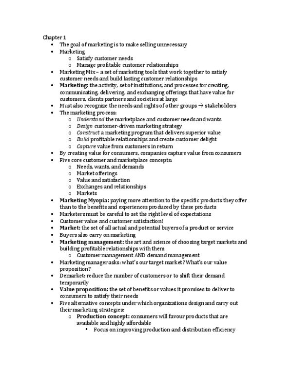 Management and Organizational Studies 2320A/B Chapter Notes - Chapter 1: Supply Chain, Customer Satisfaction, Online Advertising thumbnail