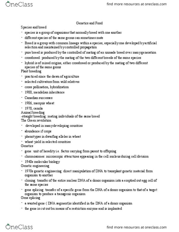 NATS 1560 Lecture Notes - Lecture 10: Marquis Wheat, Mendelian Inheritance, Plant Breeding thumbnail