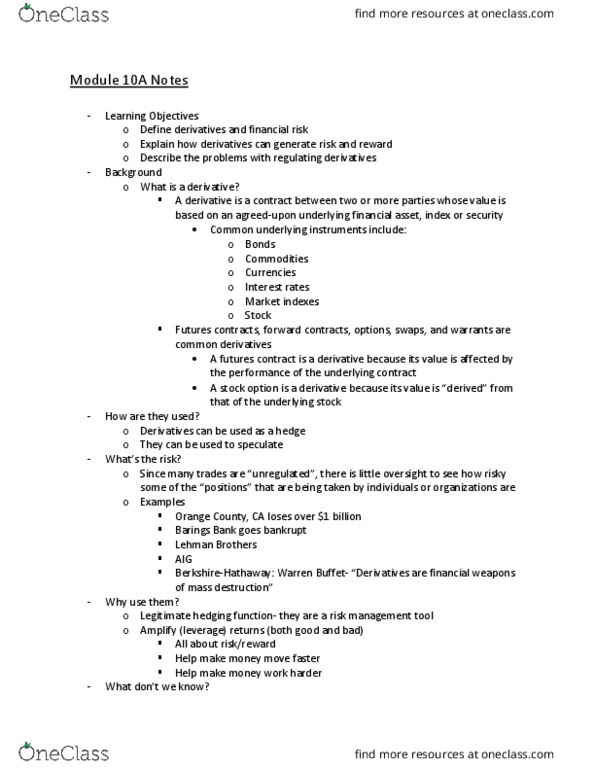 RMI-2302 Lecture Notes - Lecture 10: Orange County, California, Warren Buffett, Barings Bank thumbnail