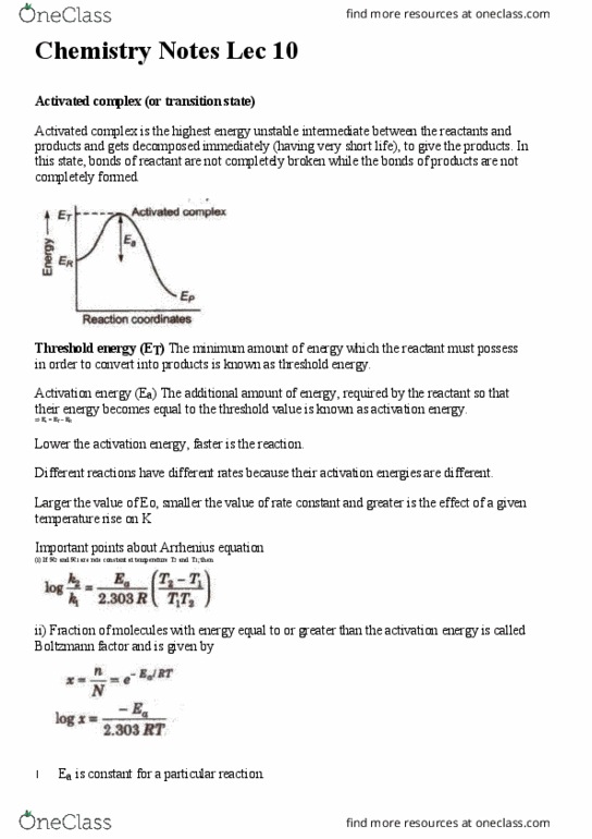 CHEM 1P00 Lecture Notes - Lecture 10: Mechanistic Organic Photochemistry, Collision Theory, Collision Frequency thumbnail