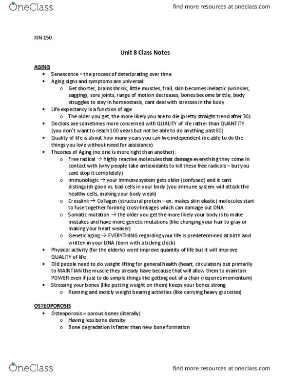 KIN 155 Lecture Notes - Lecture 8: Mutation, Homeostasis, Bone Remodeling thumbnail