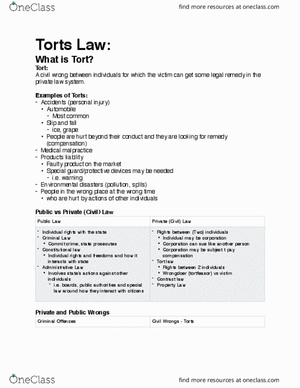 LAW 201 Lecture 10: Tort Law thumbnail