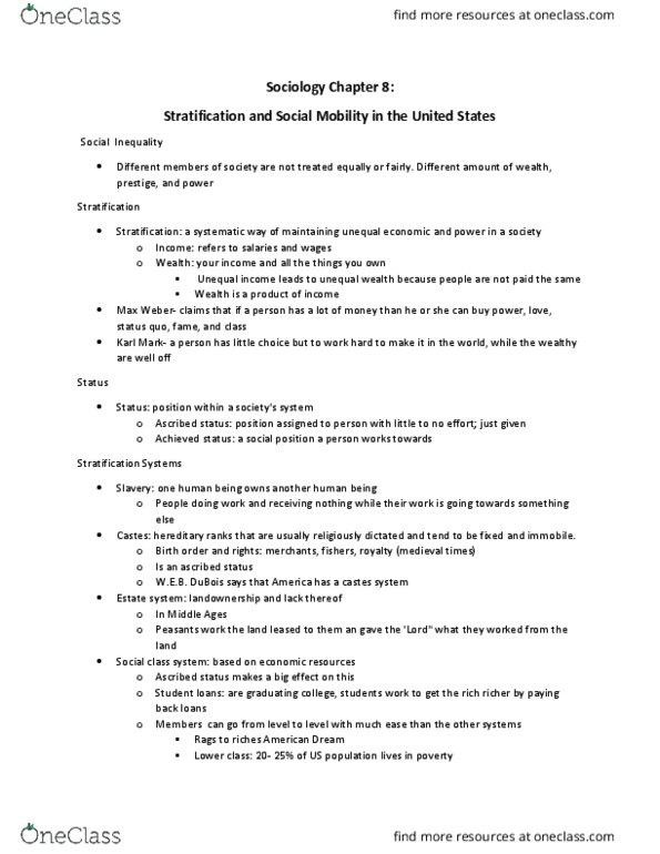 SOCI 1010 Lecture Notes - Lecture 8: Dominant Ideology, False Consciousness, Achieved Status thumbnail