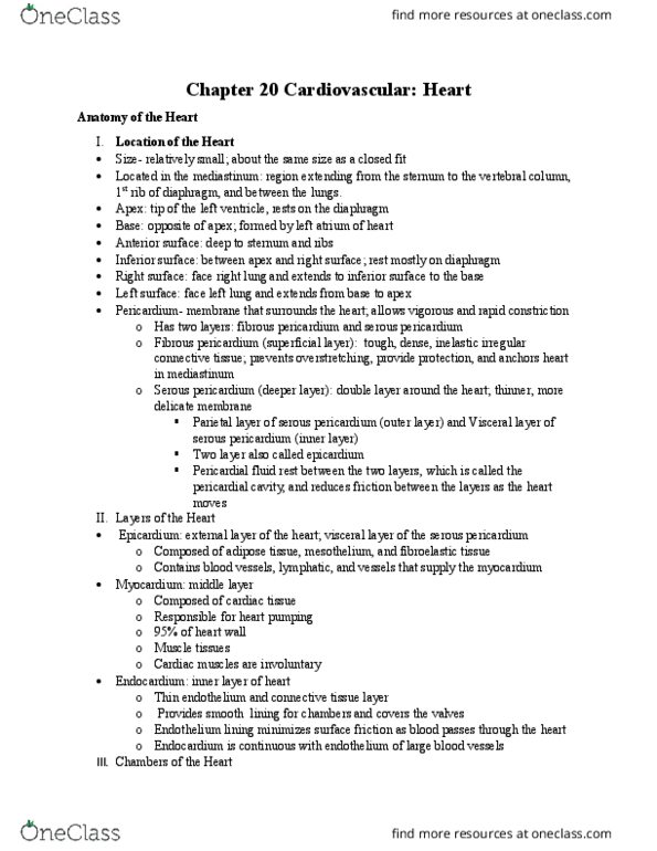 BIOL 1020 Lecture Notes - Lecture 2: Aortic Valve, Mesothelium, Mean Arterial Pressure thumbnail