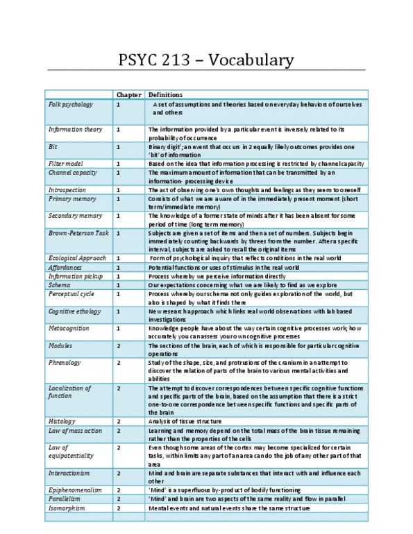 PSYC 213 Lecture Notes - Cocktail Party, Smooth Pursuit, Ataxia thumbnail