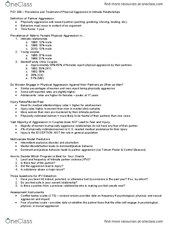 PSY 338 Lecture Notes - Lecture 14: Intermittent Explosive Disorder, Revised Version, List Of Bluetooth Profiles thumbnail