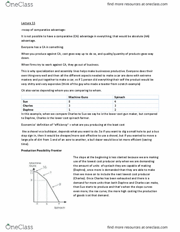 ECON 103 Lecture Notes - Lecture 11: Bulldozer, Spinach, Comparative Advantage thumbnail