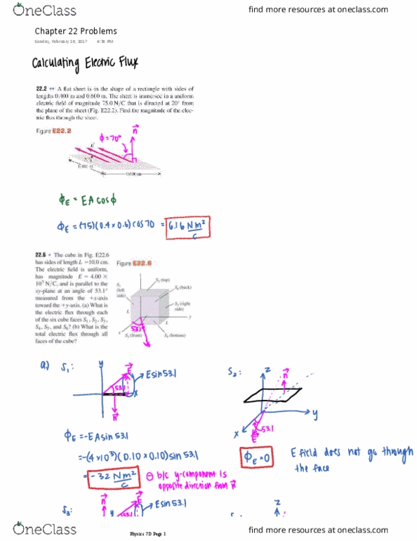 PHYSICS 7D Chapter Notes - Chapter 22: Electric Flux, Electric Field, Chav thumbnail
