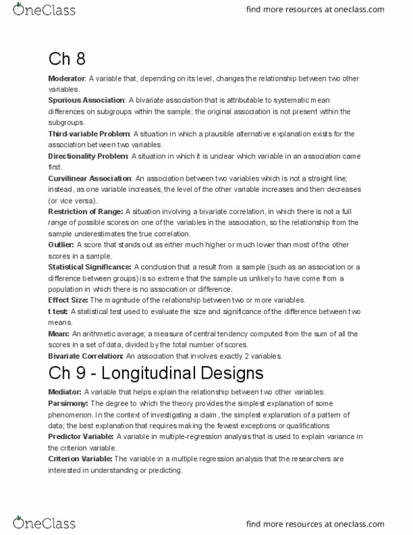 PSY 230 Chapter Notes - Chapter 8, 9, 10: Type I And Type Ii Errors, Statistical Hypothesis Testing, Formal System thumbnail