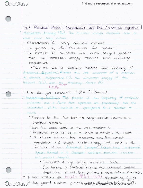 CHEM 113 Chapter Notes - Chapter 13.4-13.6: Rate-Determining Step, Gas Constant, Reaction Step thumbnail