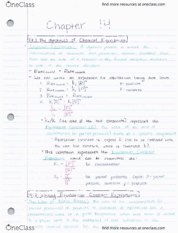 CHEM 113 Chapter Notes - Chapter 14.1-14.2, 14.6: Chlordiazepoxide, Rate Equation, Equilibrium Constant thumbnail
