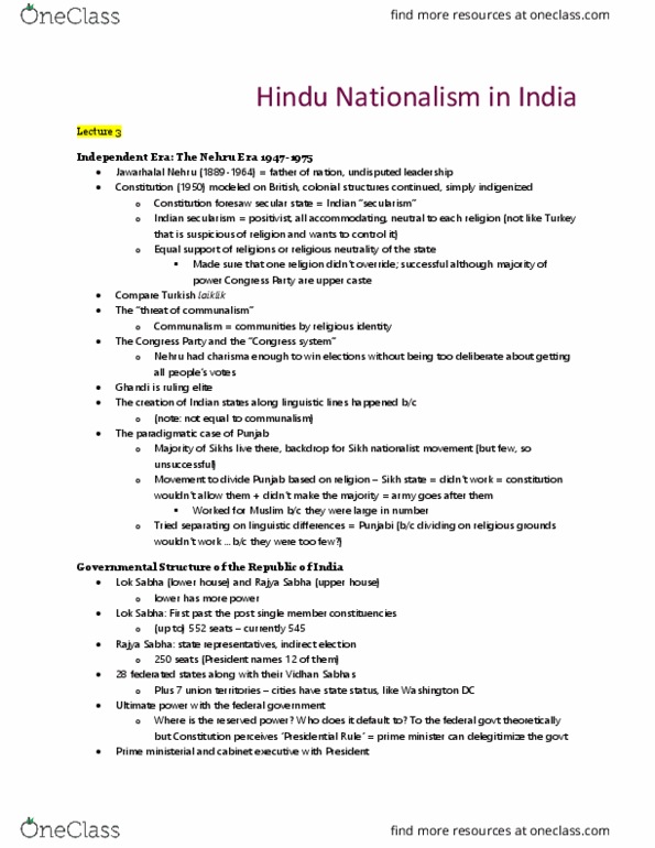 SRS 2195 Lecture Notes - Lecture 3: Sonia Gandhi, Narendra Modi, Neoliberalism thumbnail