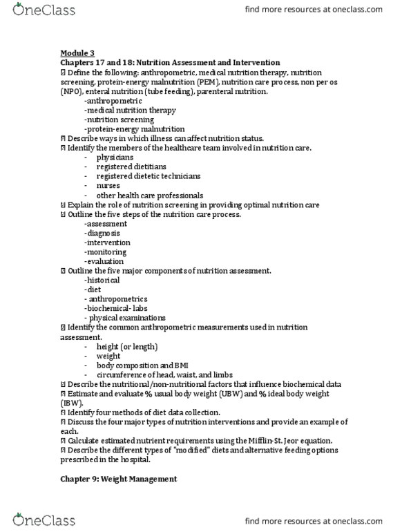 NSC 310 Lecture Notes - Lecture 3: Sarcopenia, Disordered Eating, Childhood Obesity thumbnail