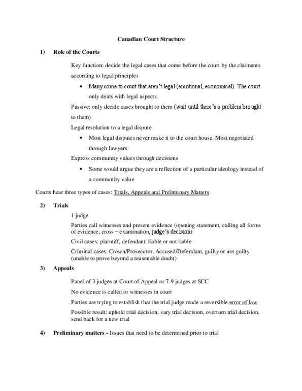 LWSO 203 Lecture Notes - Concurrent Jurisdiction, Alternative Dispute Resolution, Provincial Superior thumbnail
