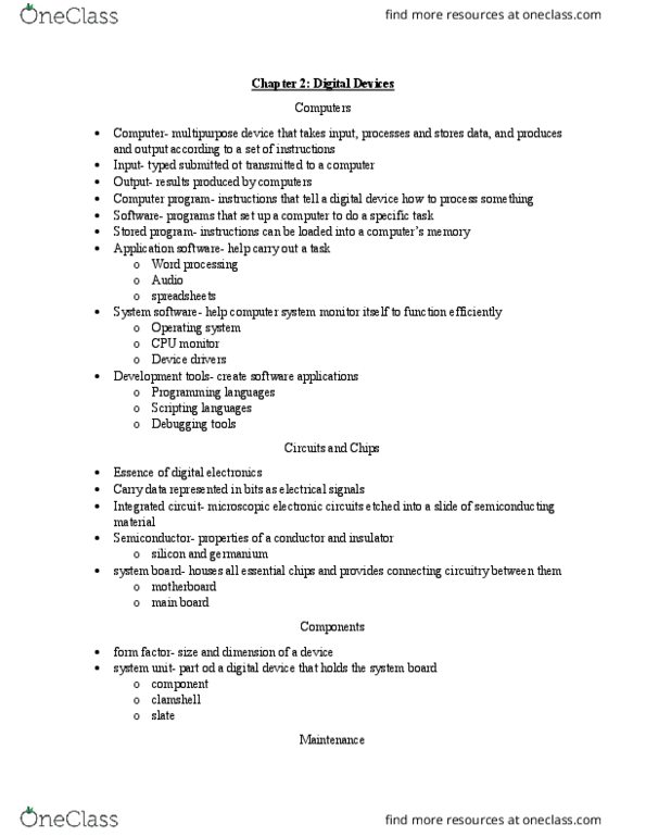 TECH 10001 Chapter Notes - Chapter 2: Complex Instruction Set Computing, Cpu Cache, Portable Media Player thumbnail