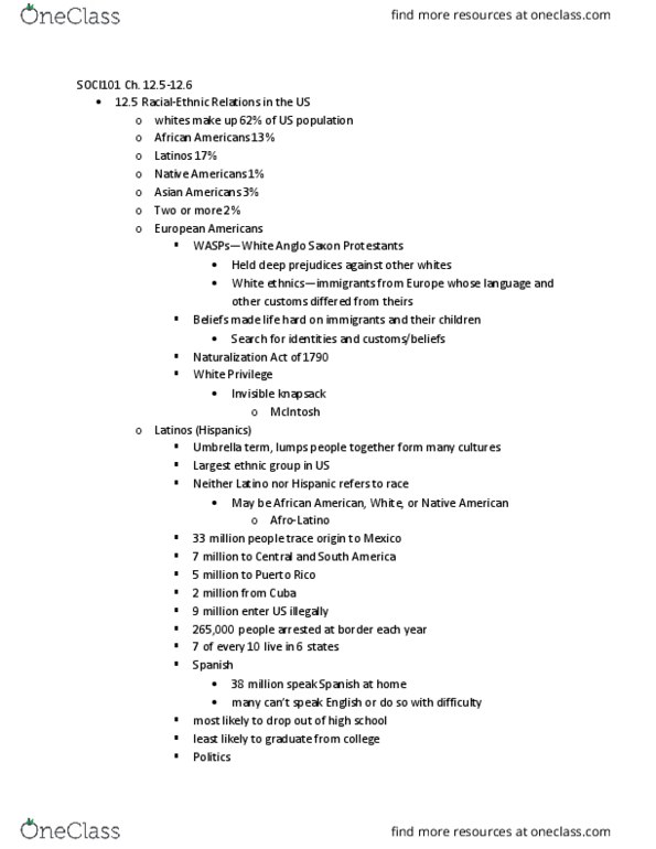 SOCI 101 Chapter Notes - Chapter 12.5-Summary: Reverse Discrimination, Civil Rights Act Of 1964, Jim Crow Laws thumbnail