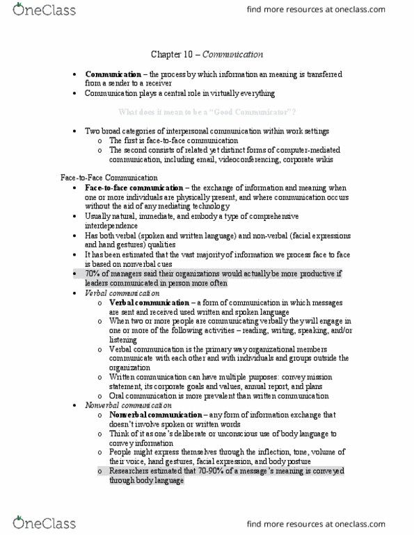 Management and Organizational Studies 2181A/B Chapter Notes - Chapter 10: Observational Error, Job Performance, Work Unit thumbnail