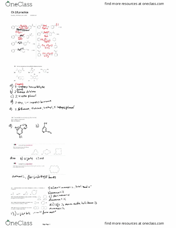 CHM 2211 Chapter 19: Ch 18 Aromatic Compounds practice thumbnail