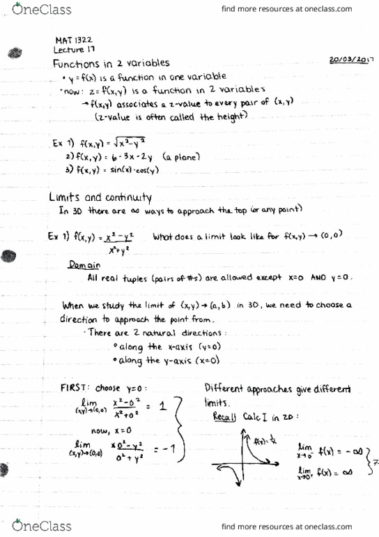 MAT 1322 Lecture Notes - Lecture 17: Partial Derivative thumbnail