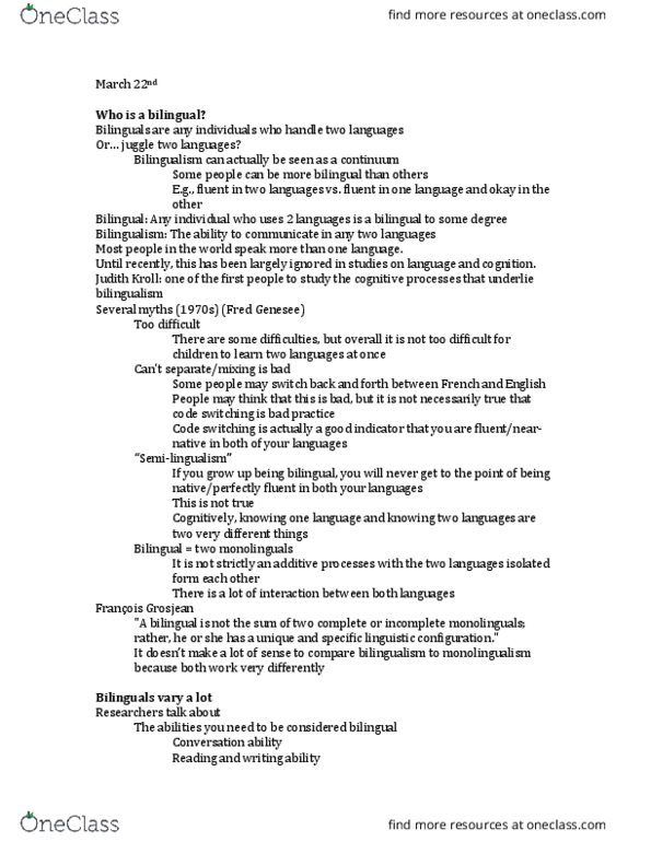 PSYC 213 Lecture Notes - Lecture 16: English Language In England, Saccade, Code-Switching thumbnail
