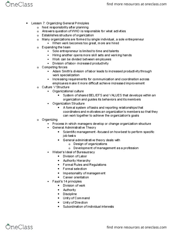 MGT 3304 Lecture Notes - Lecture 7: Morale, Scientific Management, Job Design thumbnail