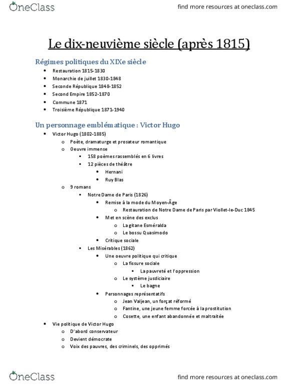 FRE373H5 Lecture Notes - Lecture 12: Jean Valjean, Jules Ferry, Cosette thumbnail