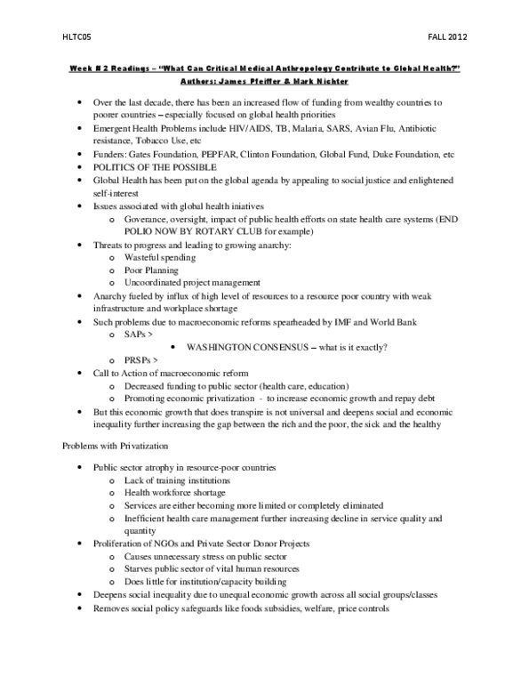 HLTC05H3 Chapter Notes -Avian Influenza, Clinton Foundation, Global Health thumbnail