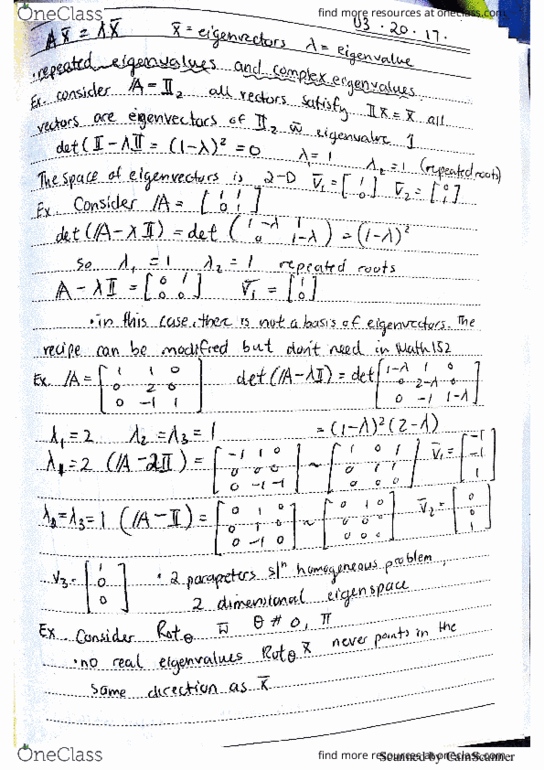 MATH 152 Lecture 24: Repeated and Complex Eigenvalues and Eigenvectors thumbnail