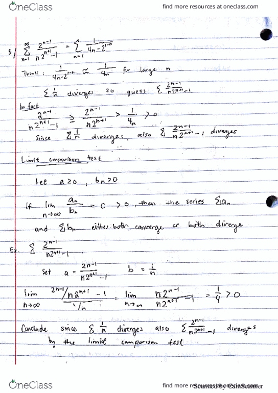 MATH 101 Lecture 24: Limit Comparison Test + Alternating Series Test thumbnail
