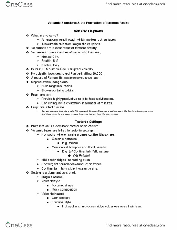 EARTHSC 1121 Lecture Notes - Lecture 17: Mount Vesuvius, Subduction, Oceanic Crust thumbnail