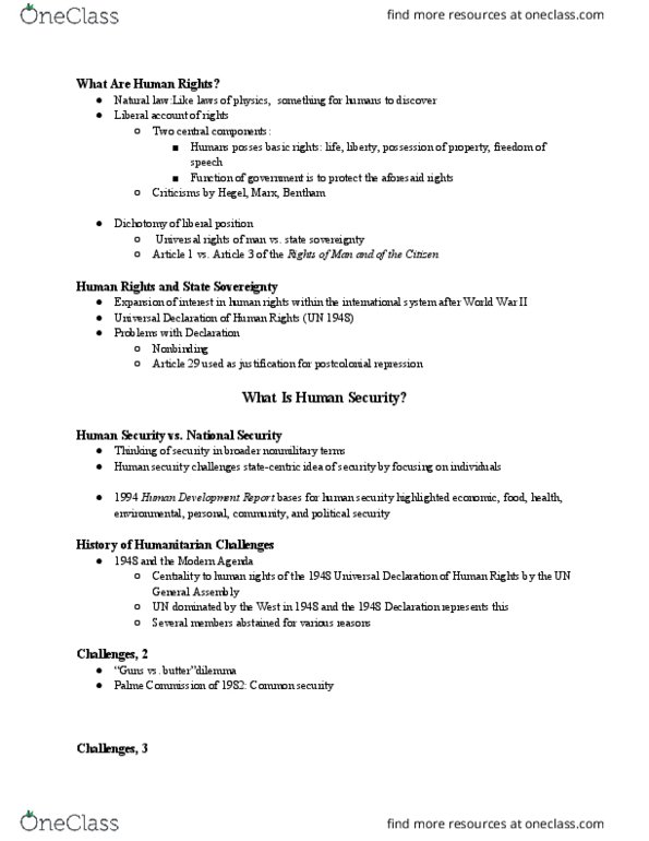 POLS 1301 Lecture Notes - Lecture 19: United Nations General Assembly, Humanitarian Intervention, Brundtland Commission thumbnail