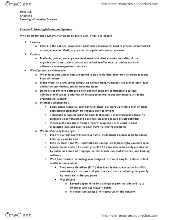 INFO 360 Chapter Notes - Chapter 8: Rogue Access Point, Rogue Security Software, Computer Virus thumbnail