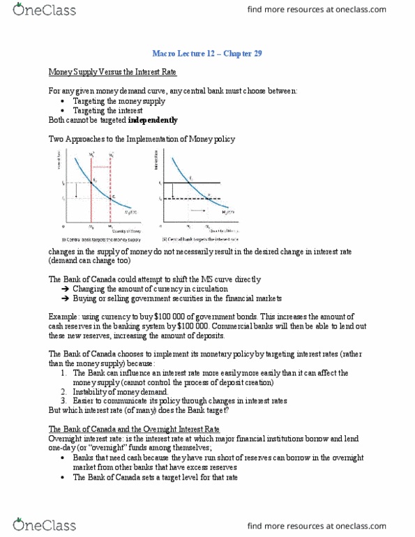 ECON 295 Lecture Notes - Lecture 12: Canadian Dollar, Overnight Rate, Core Inflation thumbnail
