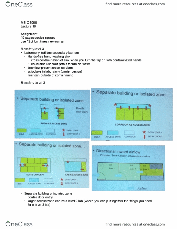 MBIO 3000 Lecture Notes - Lecture 16: Biosafety Level, Biosafety Cabinet, Hepa thumbnail