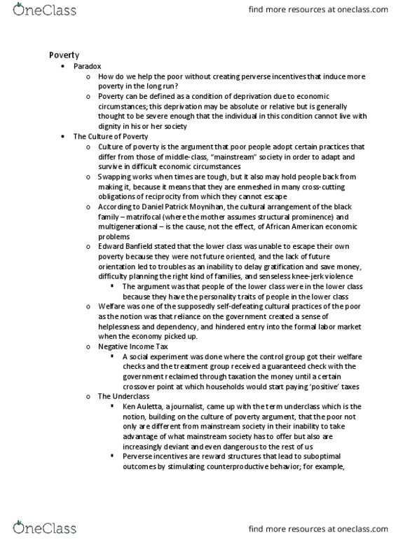 SOC 10000 Chapter Notes - Chapter 10: Meritocracy, Social Democracy, Negative Income Tax thumbnail