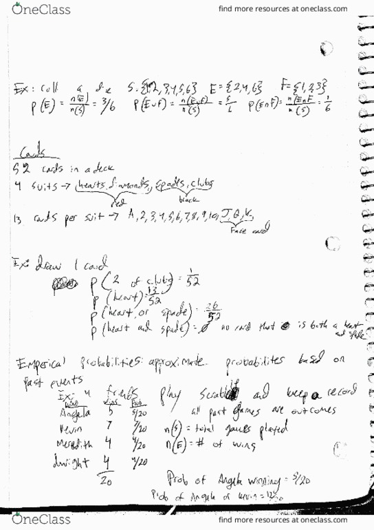 Math 1215 Lecture 7 7 3 Emperical Probabilities And Probability Distrib Oneclass