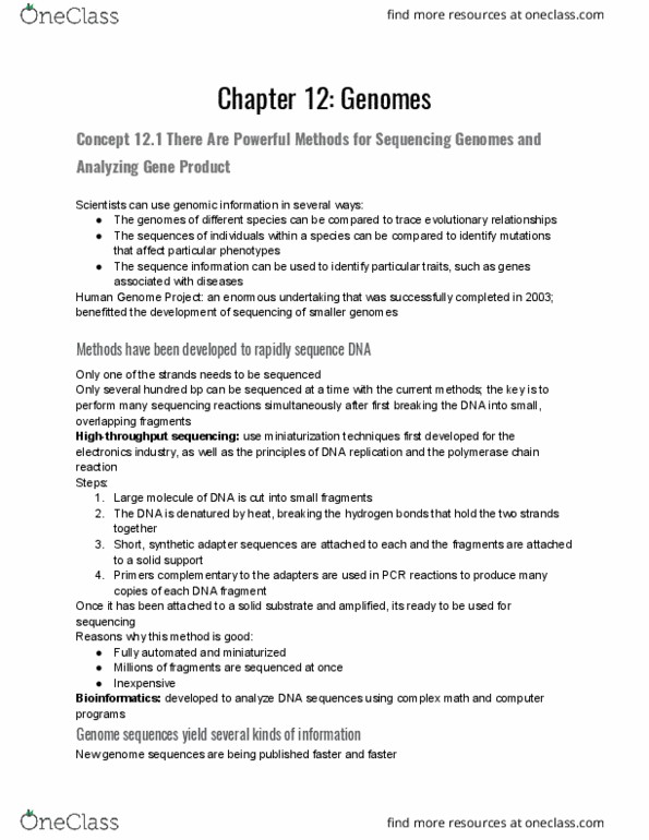 BSC 2010 Chapter Notes - Chapter 12: Metabolomics, Metabolome, Proteome thumbnail