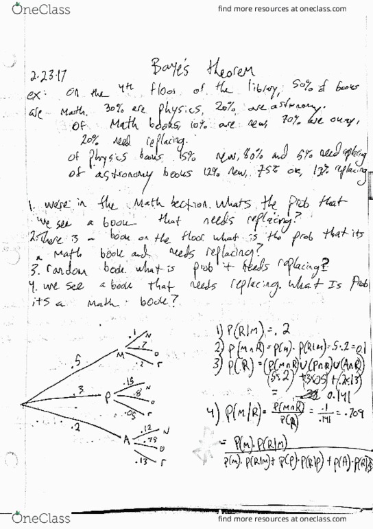 MATH 1215 Lecture 10: 7.6 Baye's Theorem thumbnail