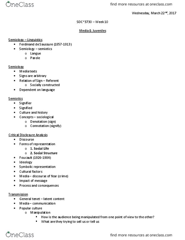 SOC 3730 Lecture Notes - Lecture 10: Legal Drama, Atticus Finch, Juvenile Court thumbnail