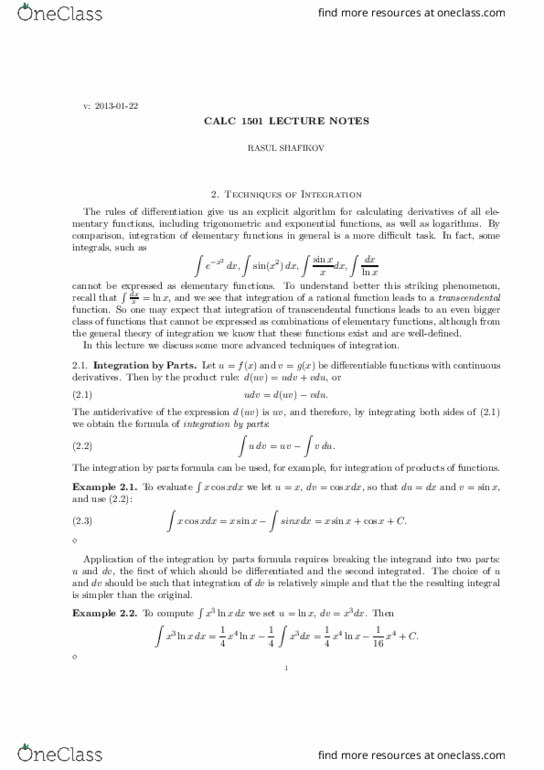 Calculus 1501A/B Lecture Notes - Lecture 3: Quadratic Function, Partial Fraction Decomposition, Abstract Algebra thumbnail