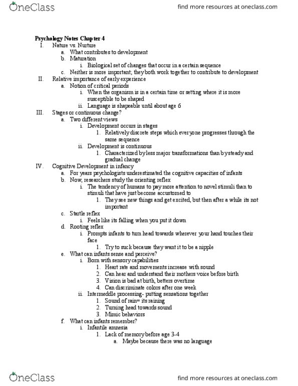 PSYC 1000 Lecture Notes - Lecture 6: Childhood Amnesia, Startle Response, Primitive Reflexes thumbnail