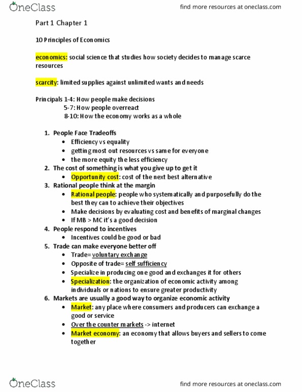 ECON 2133 Lecture Notes - Lecture 1: Market Economy, Opportunity Cost, Market Power thumbnail