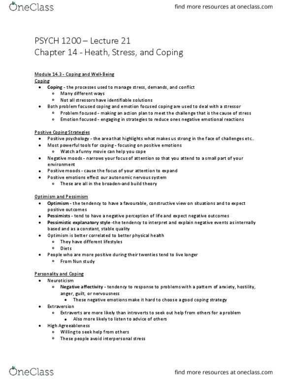 PSYC 1200 Lecture Notes - Lecture 21: Nun Study, Autonomic Nervous System, Biofeedback thumbnail